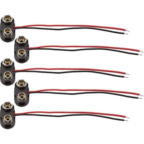 10Pcs T / I Type 9V Battery Snap Connector Plastic Hard Shell Buckle 9V Battery Clips Lead Wire Holder Line Length 15CM