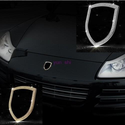 2 Color Car Head Badge Decoration Logo Frame Sticker Covers For Porsche 911 718 Macan Panamera Cayenne boxster .etc car-styling