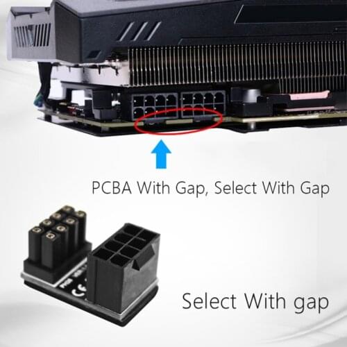 8 pin Male 180 Degree Angled to 8 Pin Female Power Adapter for Graphics Card