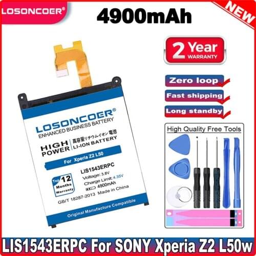 LOSONCOER 4600mAh LIS1543ERPC Good Quality Battery For Sony Xperia Z2 L50W L50U L50T Sirius SO-03 D6503 D6502 Battery Gift tools