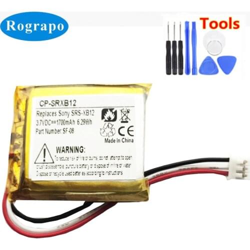 New SF-08 Battery For Sony SRS-XB12 Accumulator 3.7V 1700mAh Full Li-Polymer Replacement Batterie 3-wire Plug+tools