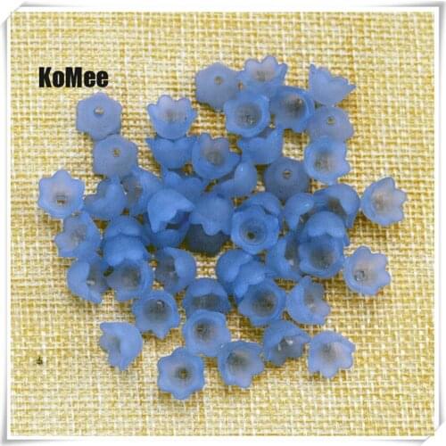 Blue 7x10mm 500pcs/lot Acrylic Flower Shape European Beads Spacer Straight Hole Beads Jewelry Making Free Shipping