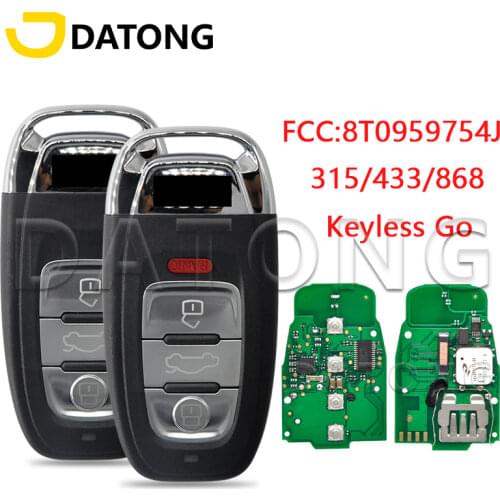 Datong World Car Remote Control Key For Audi A4 A5 A6 A7 A8 2010 2011 2012 2013 2014 2015 PCF7945AC 315MHz 754J Keyless Go Card