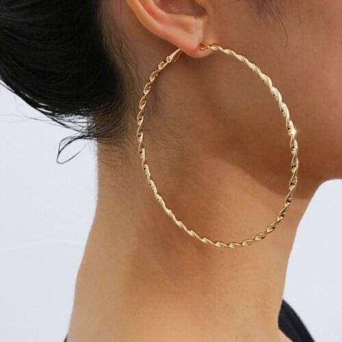 BLIJERY Trendy Twisted Big Circle Hoop Earrings Brincos Simple Round Loop Earrings for Women Jewelry Gift Boucles d'oreill