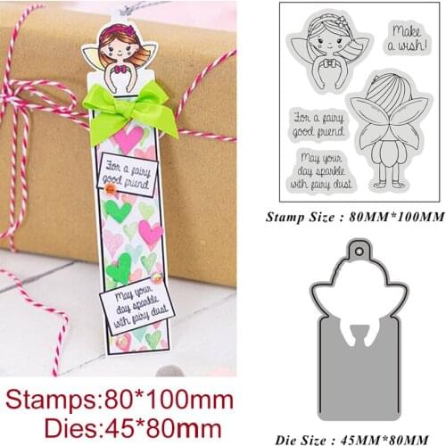 Flower Fairy Front and Back Tag Stamp and Metal Cutting Dies DIY Scrapbooking for Photo Album Decorative Clear Stamps