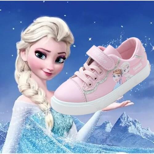 Girls frozen elsa anna princess breathable sports running shoes pu soft non-slip Children Casual Shoes