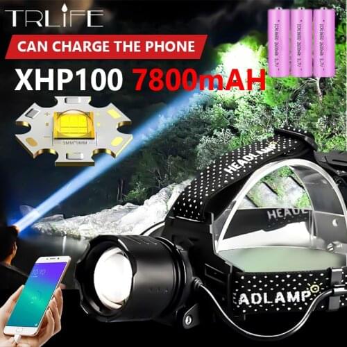 2021 7800mAH NEW XHP100 9-core LED Headlamp for Fishing Brightest USB Recahrgeable 18650 HeadLight T6 Lantern for Camping Hiking