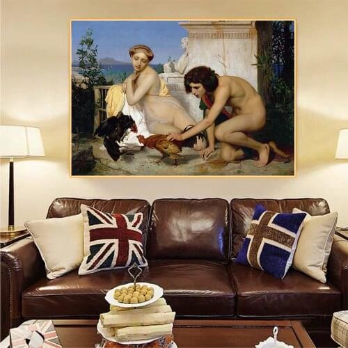 Holover Jean-Leon Gerome"The Cock Fight"Canvas Oil Painting Western Art Decor Wall Aesthetic Home Room Interior Decoration