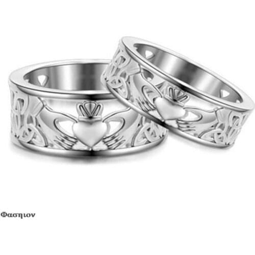 Stainless Steel Party Anniversary Birthday Gifts Couple Jewelry Irish Claddagh Care Heart Forever Wedding Bridal Ring For Women