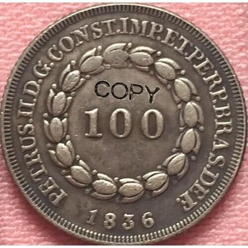 1836 Brazil 100 Reis coins COPY