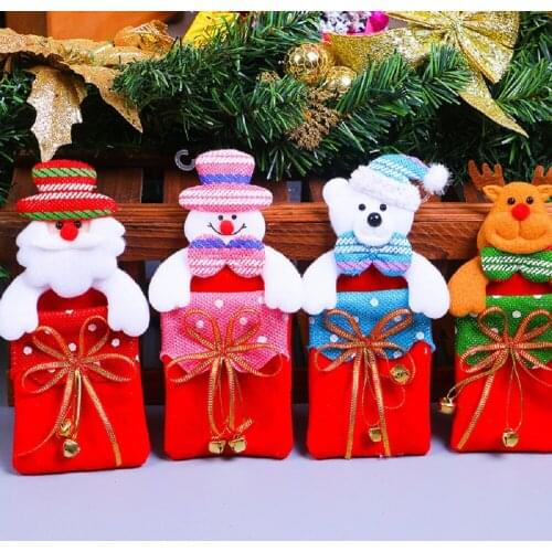 New Year Christmas Gift Bags for Candy Santa Claus Snowman ornaments Bag Kids Party Decoration Baby Shower Candy Cartoon Bag