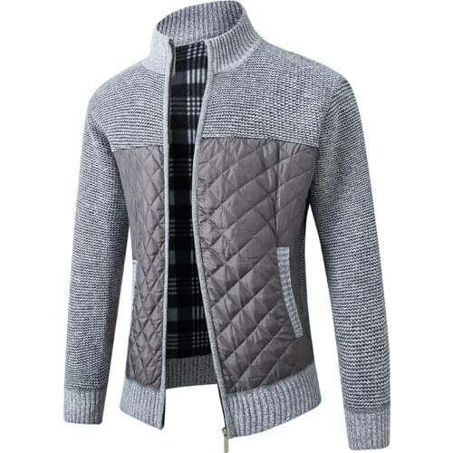 KB 2021 Autumn Winter New Mens Jacket Slim Fit Stand Collar Zipper Jacket Men Solid Cotton Thick Warm Jacket Men Sweater