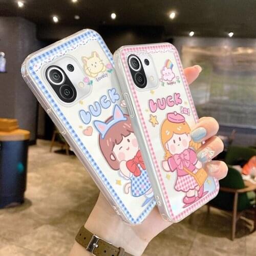 Playful Girl Shockproof Transparent Case For Xiaomi Mi 11 lite Pro Lite 10 Pro Poco F2 X2 Pro redmi K30 Phone Back Cover Case