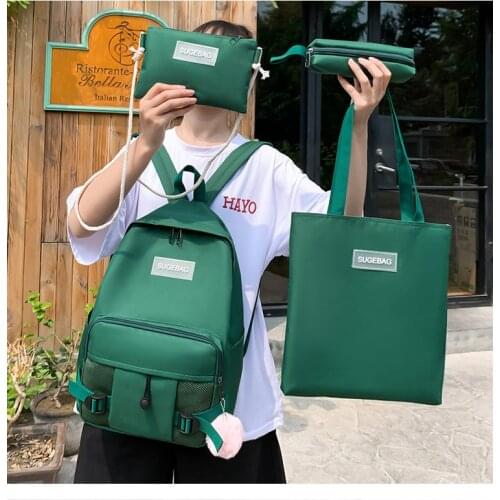 Korean version of simple pencil case Messenger bag Backpack four-piece set Harajuku student junior high school student backpack