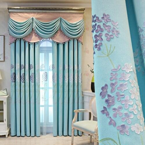 Light Luxury European Classical Embroidery Curtains for Living Room Bedroom Modern Minimalist Decoration Valance Curtain tulle