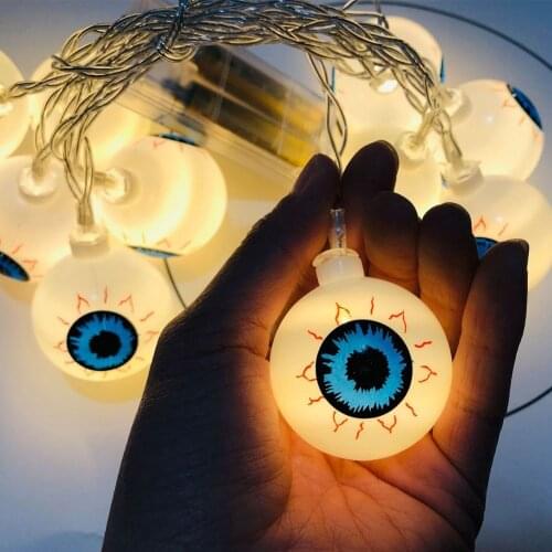 1.65M Halloween LED Eyeball Light String 10 Pcs LED Ghost Eye Light Warm Cold Colorful IP44 For Halloween Home Party Decor