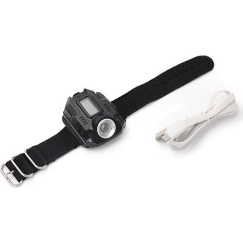 LED Wrist Light Flashlight 4 Gears Waterproof USB Watch Lights Portable Outdoor Hiking Camping Digital Display Electronic Lamp