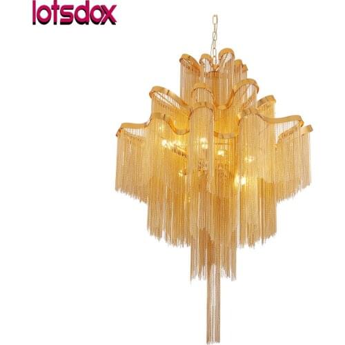 Included LED Bulbs 3-Layer Aluminum Tassel Pendant Lights Modern Plated Metal Silver/S Gold/Black Hanging Lamp For Living Room