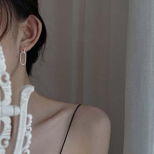 Dangle Earrings Geometric Semicircular Oval For Women Korean Fashion Hip Hop Design New Trendy Girlfriend Gift Jewelry BOYULIGE