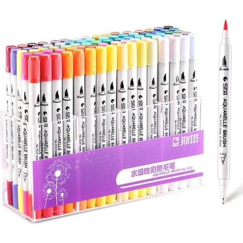 Water Soluble Marker Pen Watercolor Pen 80 Colors Random Dual Head Watercolour Painting Set For Schools Art Stationery Supplies