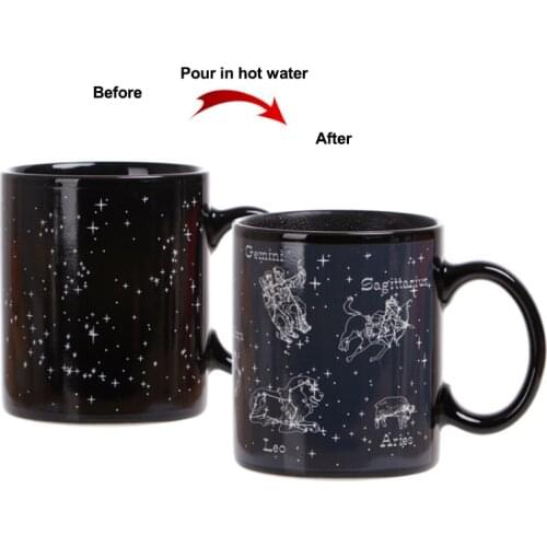 Magic Sensitive Mug Color Change Ceramic Cup Heat Twelve Constellations Temperature Changing Coffee Mug Cap Gift