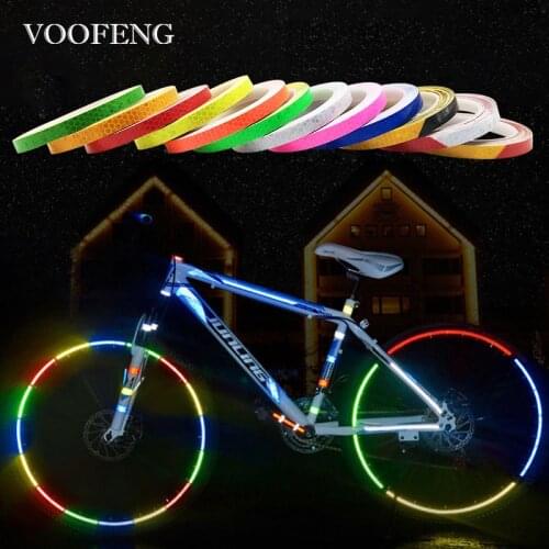 VOOFENG High Visibility Reflective Tape Bicyle Sticker Road Safety 12 Colors Self-Adhesive Warning Tape 1cm*8m