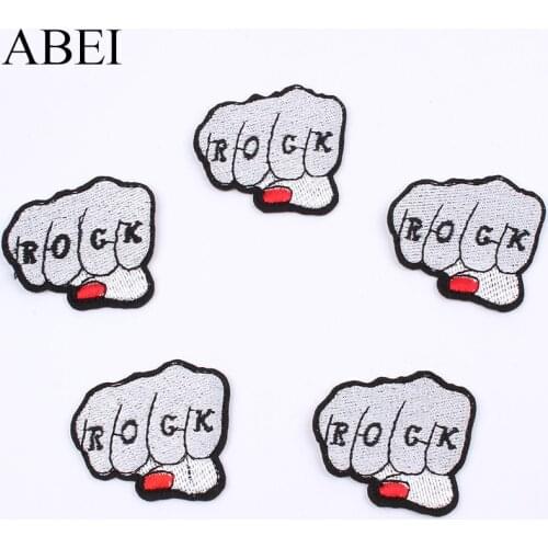 10pcs Embroidery Hand Patch Iron On Punk Rock Jeans Stickers DIY Garments Accessories Handmade Bags Coats Fabric Appliques Badge