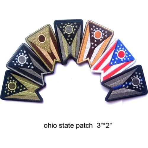 Embroidered Ohio State Patches United States State Flag Patch Tactical 3D Patches Combat Badge Fabric Flag Armband Cloth Badges