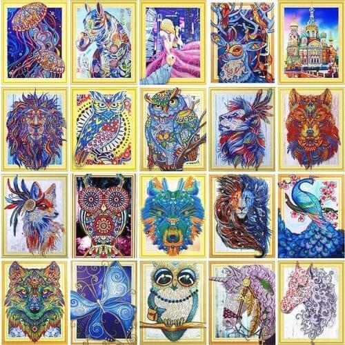 High Quality 5D DIY Special Shaped Diamond Painting Cross stitch Diamond Embroidery Animals Picture Of Rhinestones Home Decor 40