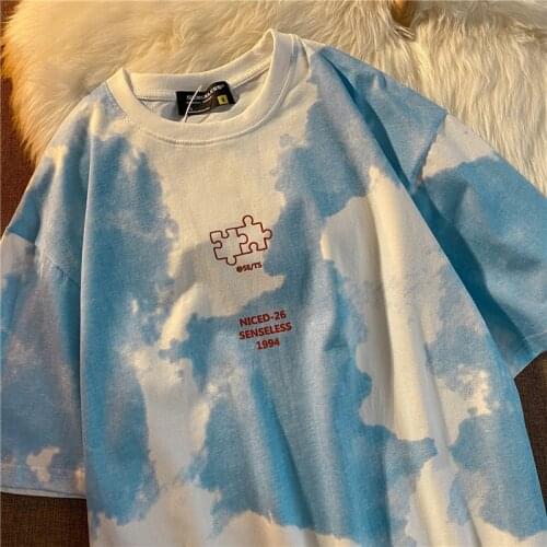 Salt 3-color Summer Tie-dye Short-sleeved Womens 2021 Top Loose T-shirt Oversized T-shirt Ladies T-shirt Half-sleeved Top M-xxl