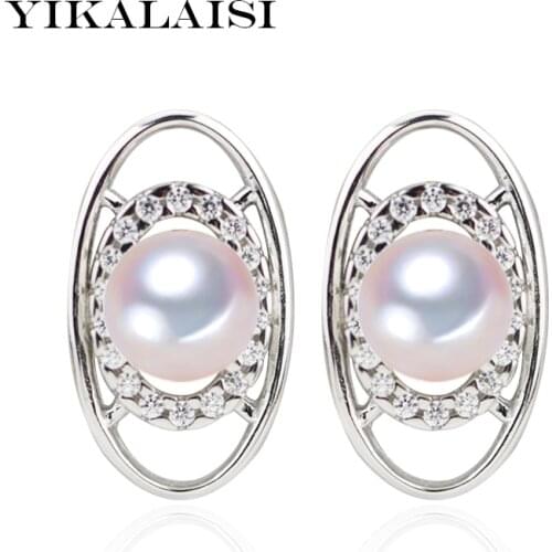 YIKALAISI 925 sterling Silver Jewelry For office Women Stud Earrings Natural Freshwater 6-7mm Pearl jewelry 2017 New Fashion