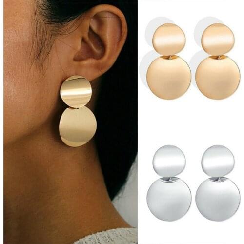 DUTRIEUX 2021 Trendy Vintage Piercing Accessories Metal Punk Stud Earrings for Women Exaggeration Hanging Earings Jewelry