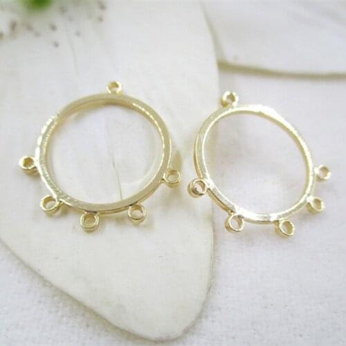 Gold color Multi-loop earring pendant accessories Charms Copper drop floating pendants for making jewelry accessories 16mm 5pcs