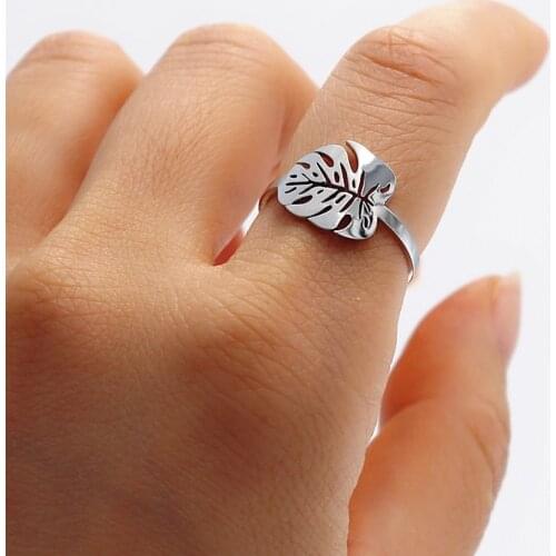 10pcs Palm Leaf Rings For Women Kpop Jewelry Stainless Steel Anillos Mujer Hawaiian Style Gold Filled Ring Wedding Gift