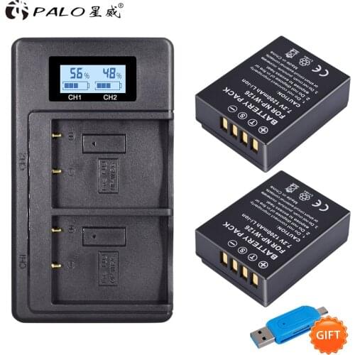 PALO 2Pcs NP-W126 camera Battery + LCD Dual Charger For Fuijofilm HS30EXR X100F X-PRO2 X-A1 X-A10 X-E1 X-E2S X-M1 X-T2