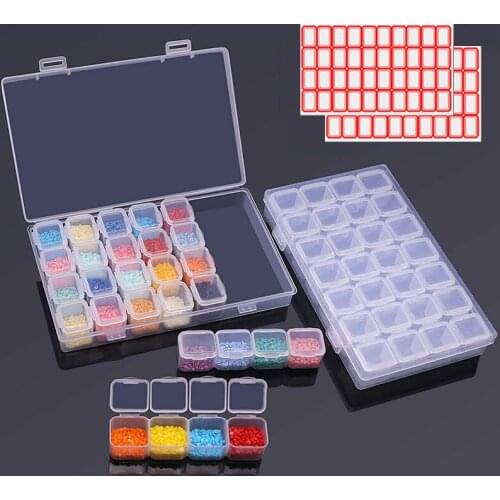 28 Girds 2 Pack Diamond Painting Storage Containers Portable Bead Storage Container for Diamond Painting Accessories