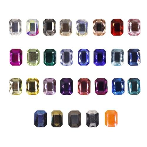 20pcs Hot Sale Nail Art Rhinestone 6X8mm Octagonal Flatback Crystal Stones DIY Decorations Manicure Diamond For Nail Rhinestone