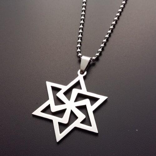 5 Stainless Steel Israel Emblem Geometric Round Overlapping Triangle Hexagon Six-pointed Star Magic Symbol Necklace jewelry