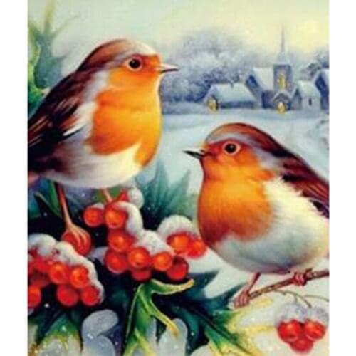5D DIY Diamond Painting Animal Painting Branch Red Bird Scenery Picture Square/Round Diamond Cross Stitch Embroidery Art WG3135