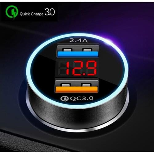 QC 3.0 Dual USB Car Charger Voltage LED Display Car USB Charger Fast Charging Phone Charger Quick Charge 3.0 Car-Charger for Car