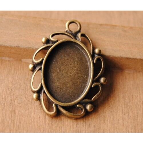 30 pcs Bronze Oval Base Pendant Settings Match 13x18mm Cameo DIY Metal Necklace Jewelry Findings A179