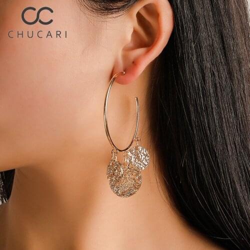 CHUCARI 2019 New Fashion Trendy Simple Style Gold Big Circle Hoop Earrings Circle Loop Earrings Drop Earrings for Women Jewelry