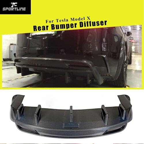 Carbon Fiber Rear Bumper Diffuser Spoiler Lip for Tesla Model X 2016 2017 2018