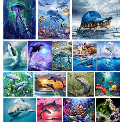 Diy Diamond Painting Animals World Marine Life Restaurant Decorative Painting Personality Creative Painting Bedroom Mural