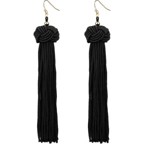 Rope Knot Long Tassel Drop Earrings Handmade Jewelry Chinese Fringes Dangle Statement Earring For Women Ear Accessories Eardrop