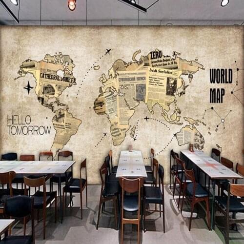 Dropshipping Colomac Wallpaper Vintage Retro World Map Wallpaper Wall Mural 3D Bedroom Papel De Parede Wall Papers Home Decor
