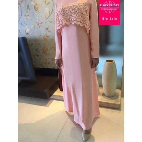 Elegant adult Muslim Abaya Arab Turkish Singapore fashion lace Jilbab Dubai Muslims Women Dresses Islamic dress wj1250