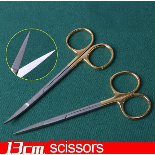 Health Beauty Makeup tools/accessories 13cm gold handle double eyelid tool tool straight tip bent fine scissors Makeup Scissor