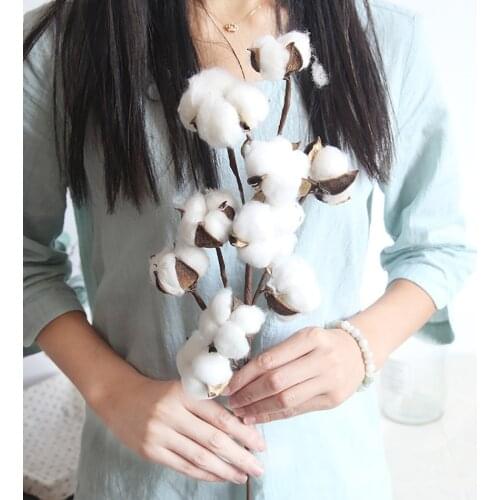 Artificial Flowers Cotton Bouquet Naturally Dried Flowers Home Decor Holiday Party Wedding DIY Vase Home Decorative Fake Flowers