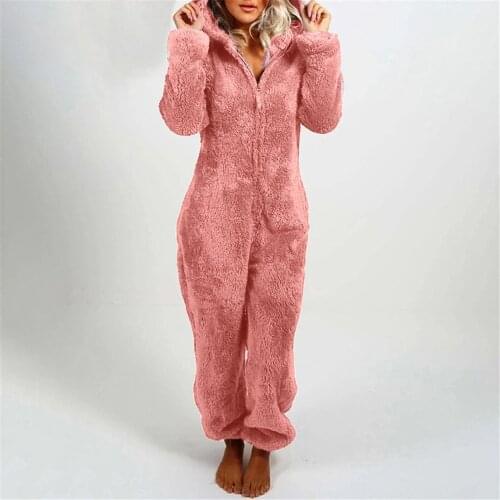Romper Winter Warm Sleepwear Women Onesies Long Sleeve Hooded Jumpsuit Pajamas Femme Casual Plus Size Pajamas With Zippers